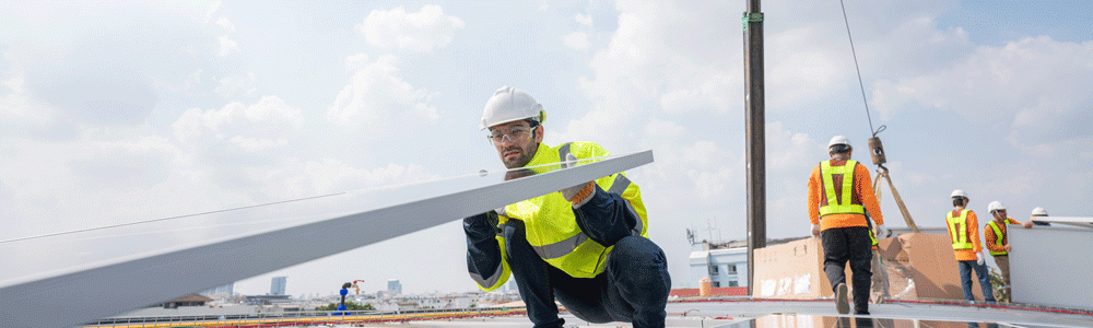 Solar panels being placed.