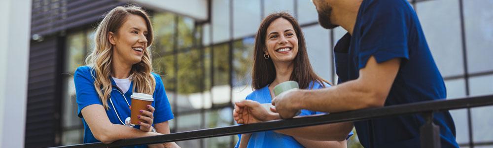 Healthcare staff having a coffee break