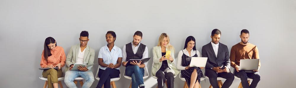People queueing for interview