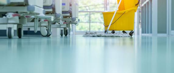 Mop and bucket in hospital