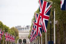 The Mall in London with union jacks.