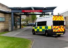 Ambulance arriving at an A&amp;E unit