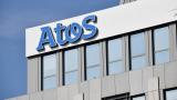 Atos logo on building.