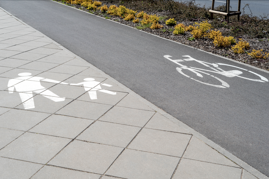 Cycle lane and walkway
